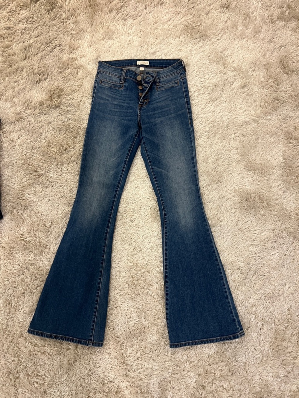 Sun & Shadow Dark Indigo Flare Jeans - Button-Fly